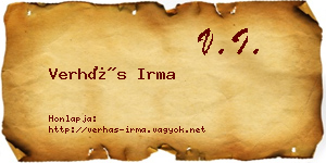 Verhás Irma névjegykártya